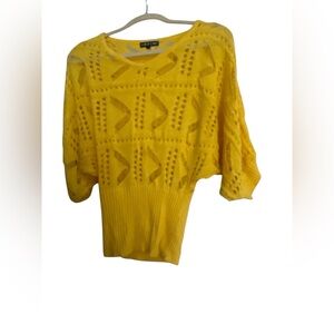 Dolce Cabo Yellow Open-Knit Pullover Sweater